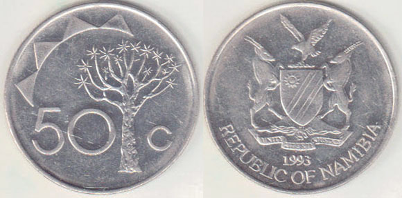 1993 Namibia 50 Cents (Unc) A008493